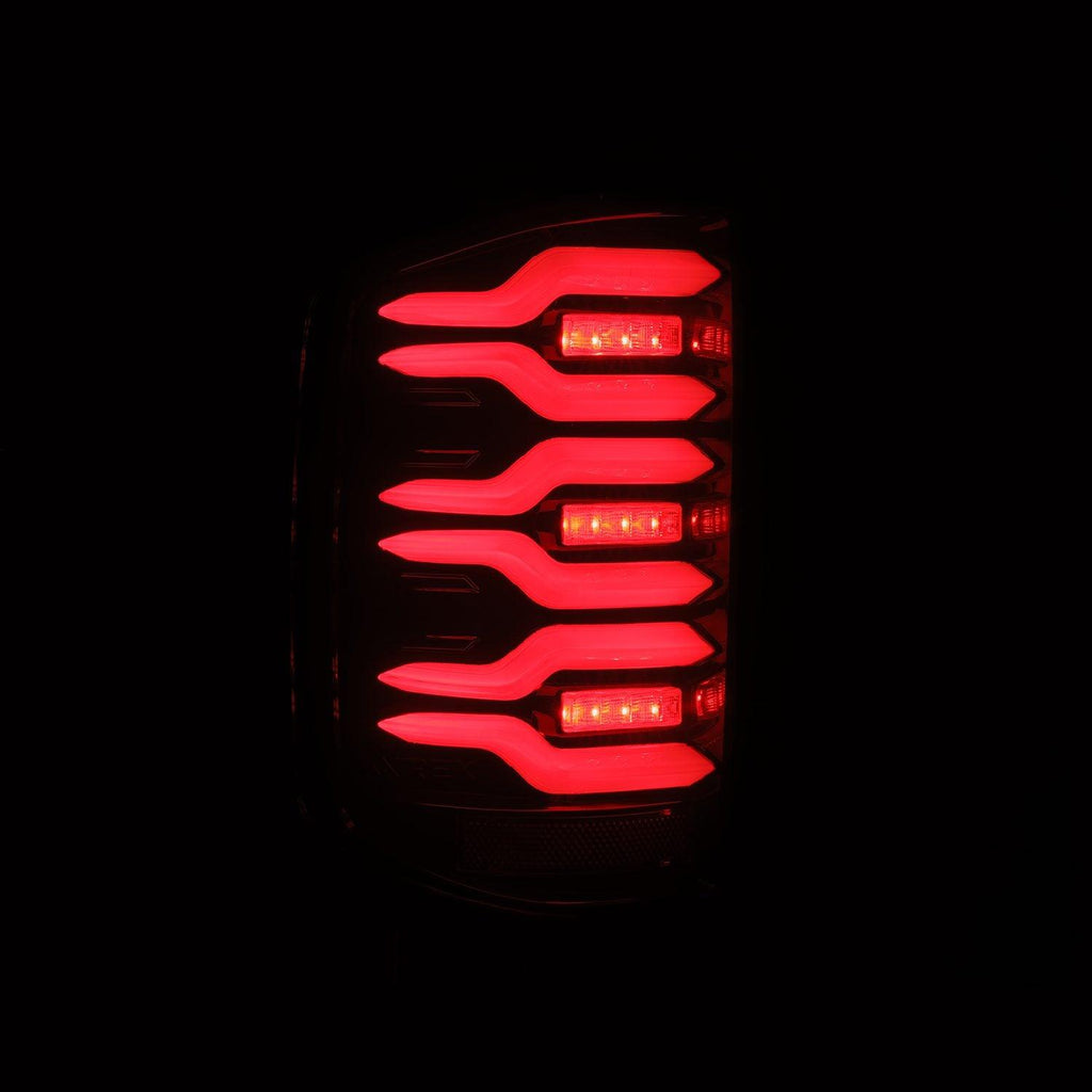 Alpha Rex 14-18 Chevrolet Silverado 1500 / 15-19 Silverado 2500HD/3500HD / 15-19 GMC Sierra 3500HD Dually LUXX-Series LED Tail Lights Black-Red