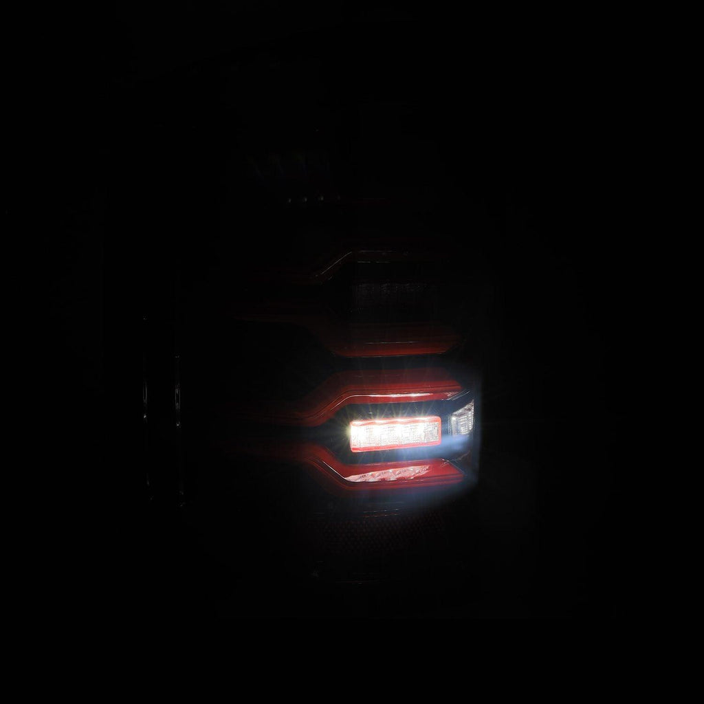 Alpha Rex 14-18 Chevrolet Silverado 1500 / 15-19 Silverado 2500HD/3500HD / 15-19 GMC Sierra 3500HD Dually LUXX-Series LED Tail Lights Black-Red