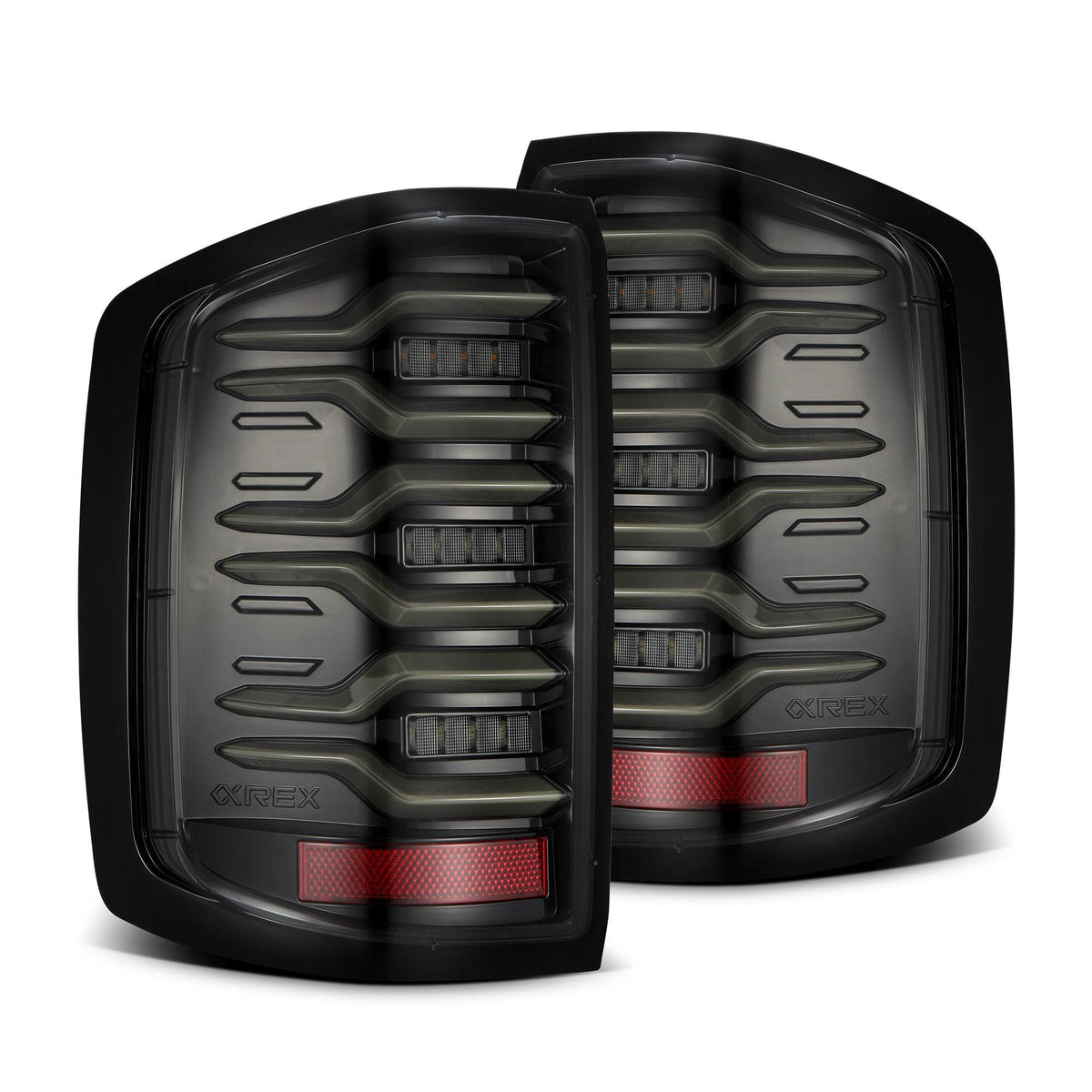 Alpha Rex 14-18 Chevrolet Silverado 1500 / 15-19 Silverado 2500HD/3500HD / 15-19 GMC Sierra 3500HD Dually LUXX-Series LED Tail Lights Alpha-Black