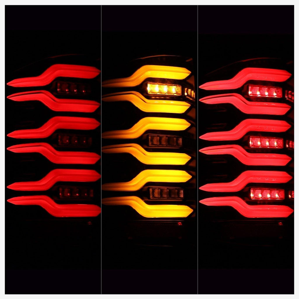 Alpha Rex 14-18 Chevrolet Silverado 1500 / 15-19 Silverado 2500HD/3500HD / 15-19 GMC Sierra 3500HD Dually LUXX-Series LED Tail Lights Alpha-Black