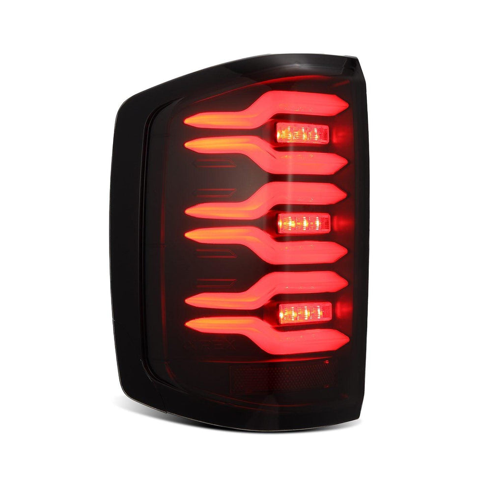 Alpha Rex 14-18 Chevrolet Silverado 1500 / 15-19 Silverado 2500HD/3500HD / 15-19 GMC Sierra 3500HD Dually LUXX-Series LED Tail Lights Black