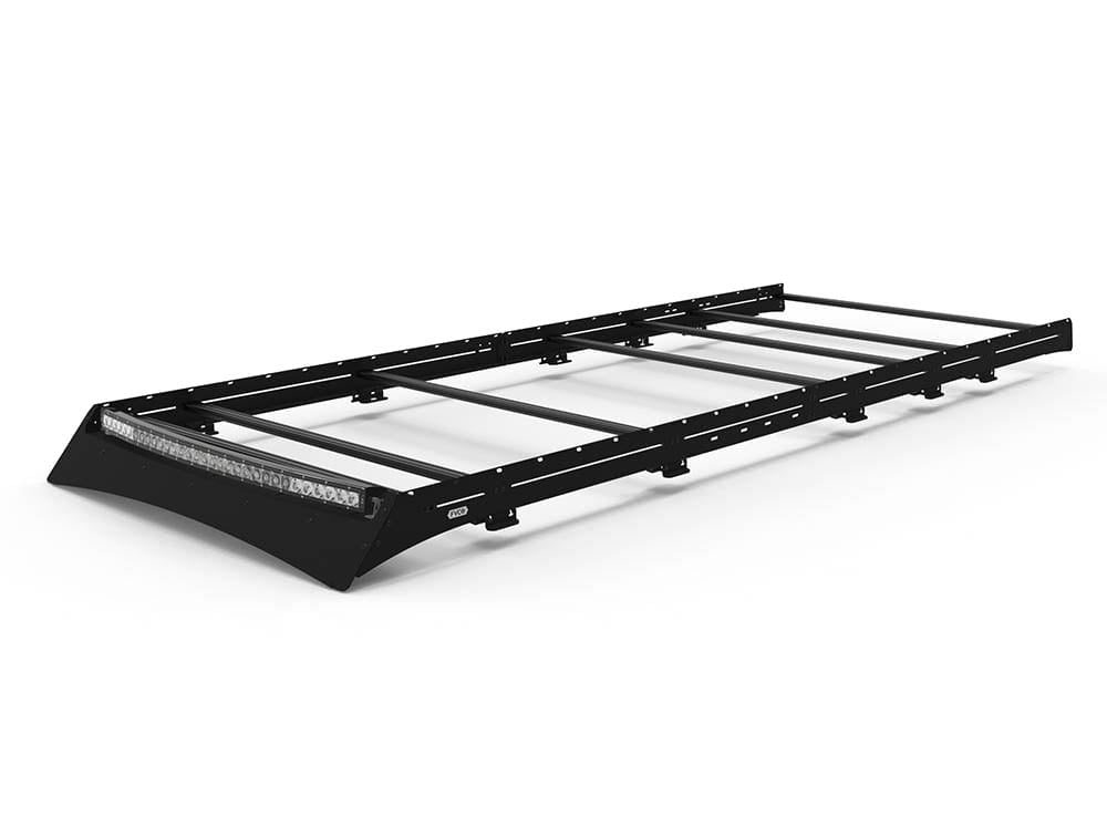Transit 148" High Roof Extended Low Pro Roof Rack with light bar compatible fairing