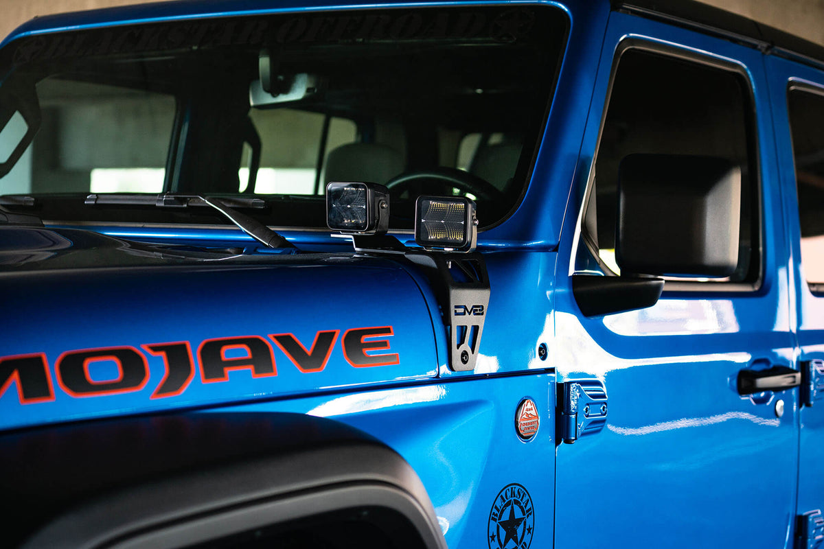 2018-2026 Jeep Wrangler JL & Gladiator JT Dual Pod Light Mounts for Performance Hood