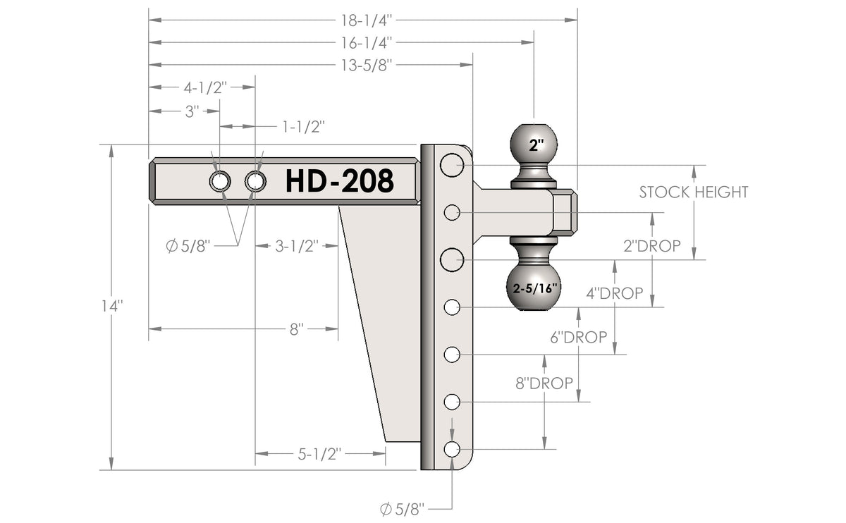 BulletProof 2.0" Heavy Duty 8" Drop/Rise Hitch