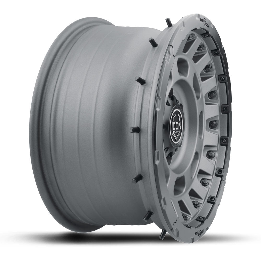ICON Alloys Hammer Pro, Charcoal, 17 x 8.5 / 6 x 5.5, 0mm Offset, 4.75" BS