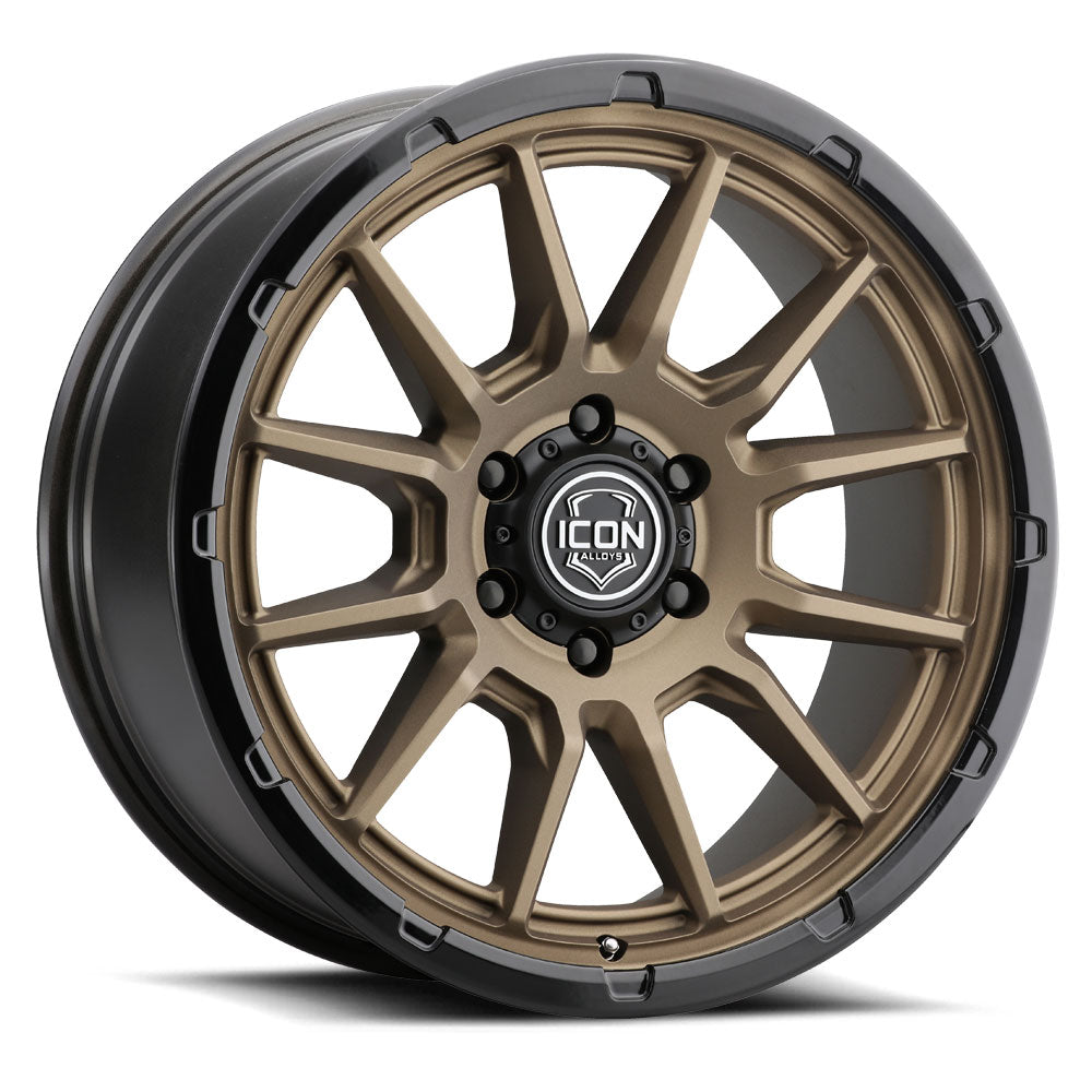 ICON Alloys Cajon, Satin Bronze w/ Gloss Black Lip, 20 x 9 / 6 x 135, 16mm Offset, 5.625" BS