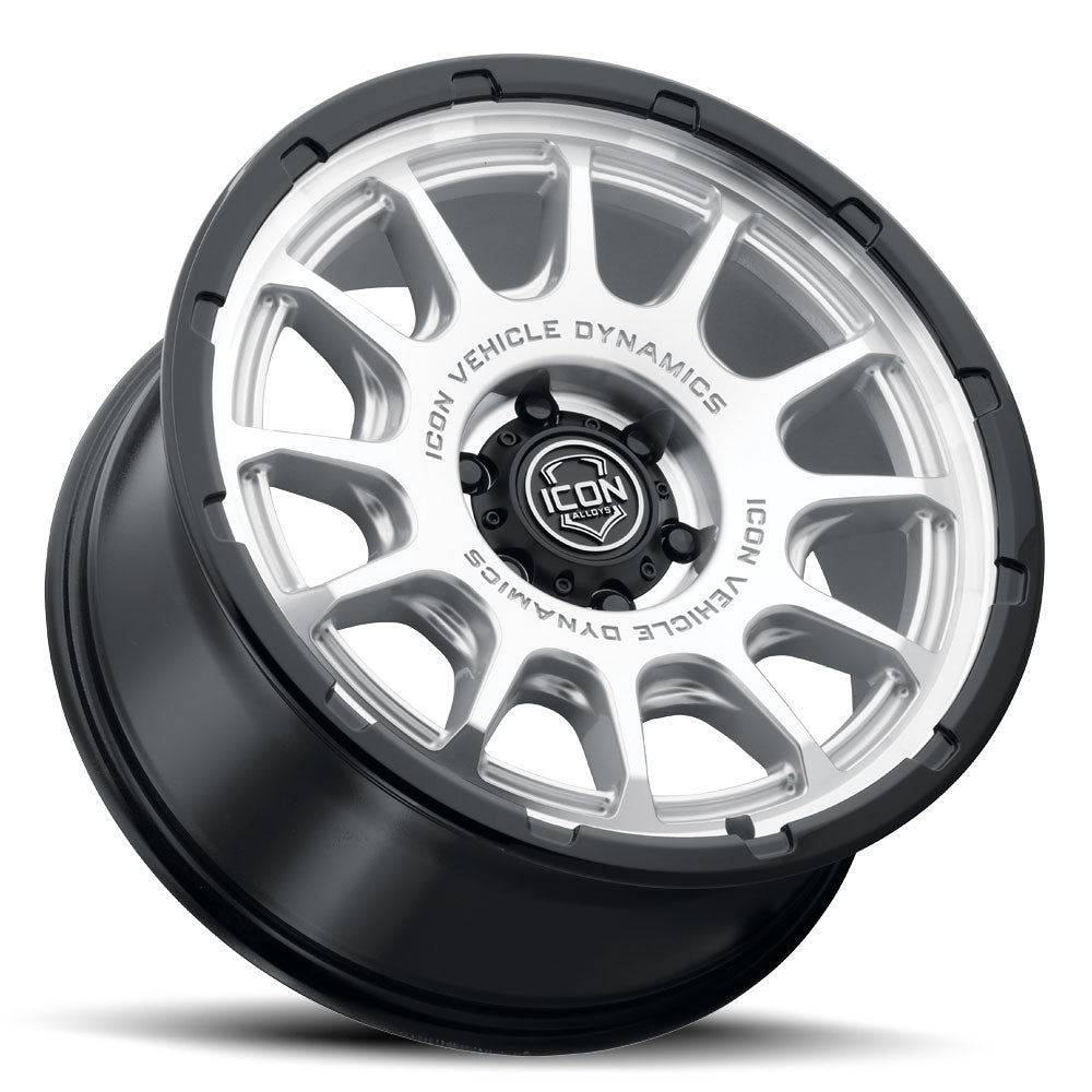 ICON Alloys Rancho, Silver Machined w/ Gloss Black Lip, 20 x 9 / 6 x 5.5, 0mm Offset, 5" BS