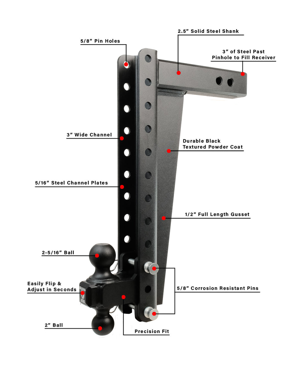 BulletProof 2.5" Heavy Duty 18" Drop/Rise Hitch