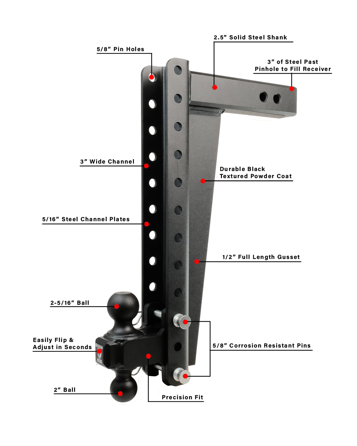 BulletProof 2.5" Heavy Duty 18" Drop/Rise Hitch