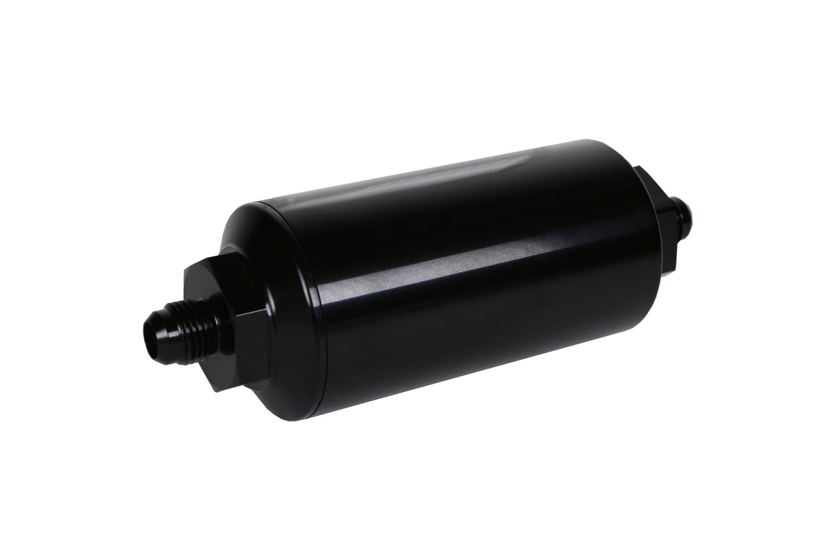 100 Micron Black Fuel Filter with Male AN-06 Ports & Stainless Mesh Element