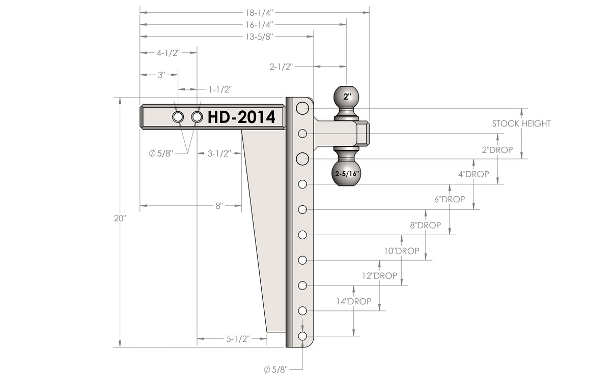 BulletProof 2.0" Heavy Duty 14" Drop/Rise Hitch
