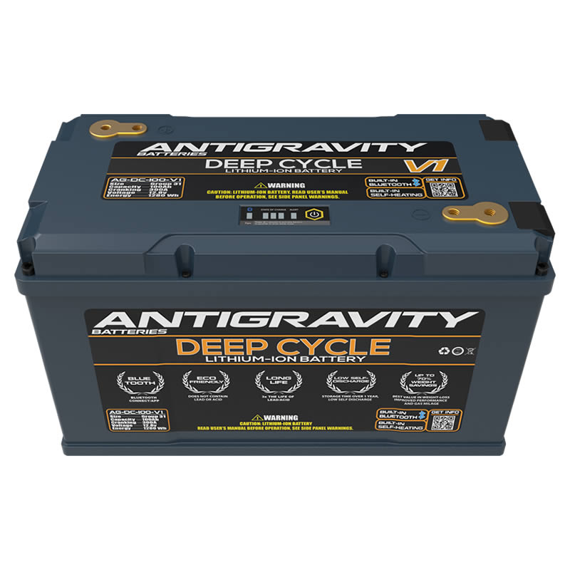 Front Top view, Antigravity DC100-V1 Lithium Deep Cycle Battery