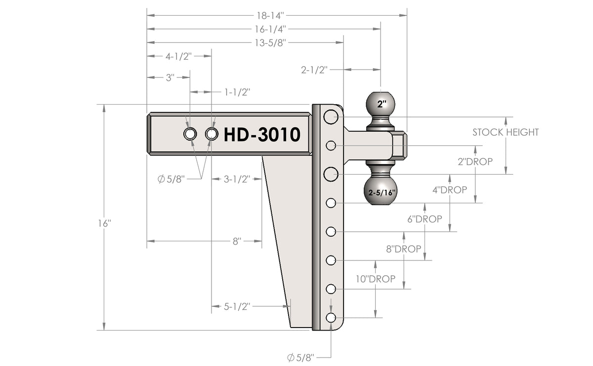 BulletProof 3.0" Heavy Duty 10" Drop/Rise Hitch