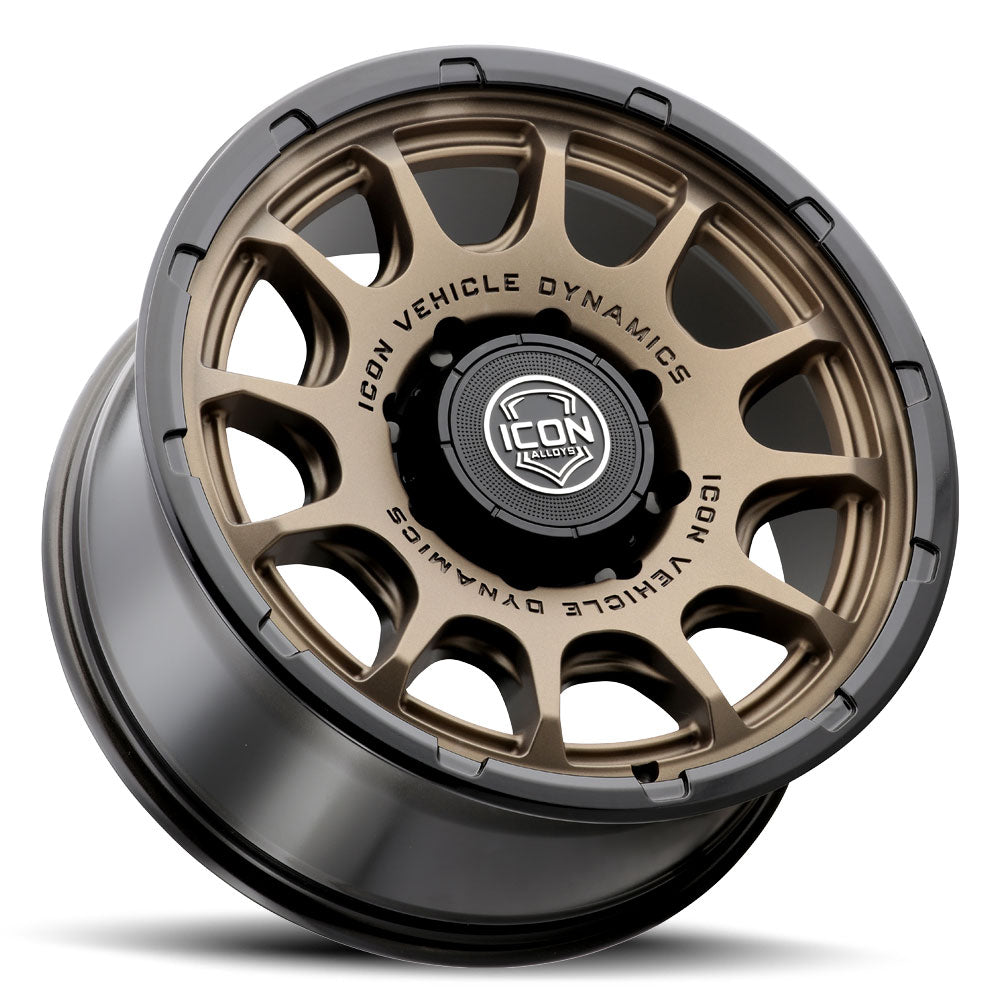 ICON Alloys Rancho, Satin Bronze w/ Gloss Black Lip, 20 x 9 / 8 x 180, 12mm Offset, 5.5" BS