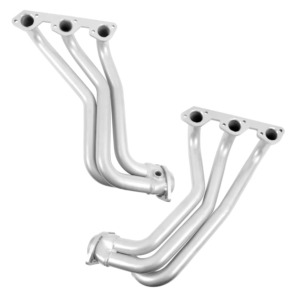 Jeep Wrangler 3.8 1-5/8 Long Tube Exhaust Headers With High Flow Cats Polished Silver Ceramic 07-11