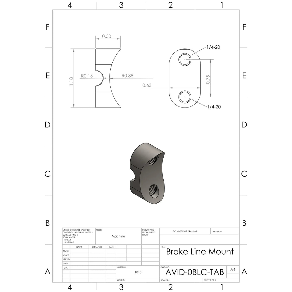 Weld-On Brake Line Clamp Tab, Round Tube | AVID Racing