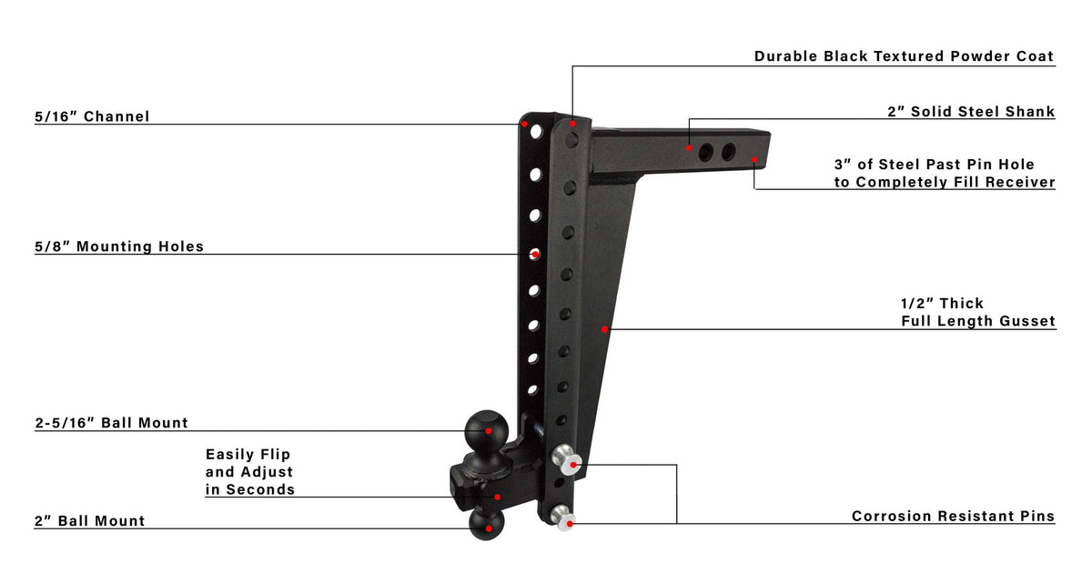 BulletProof 2.0" Heavy Duty 16" Drop/Rise Hitch