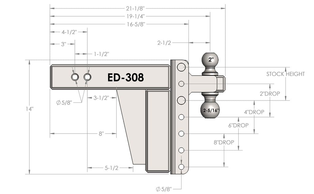 BulletProof 3.0" Extreme Duty 8" Drop/Rise Hitch