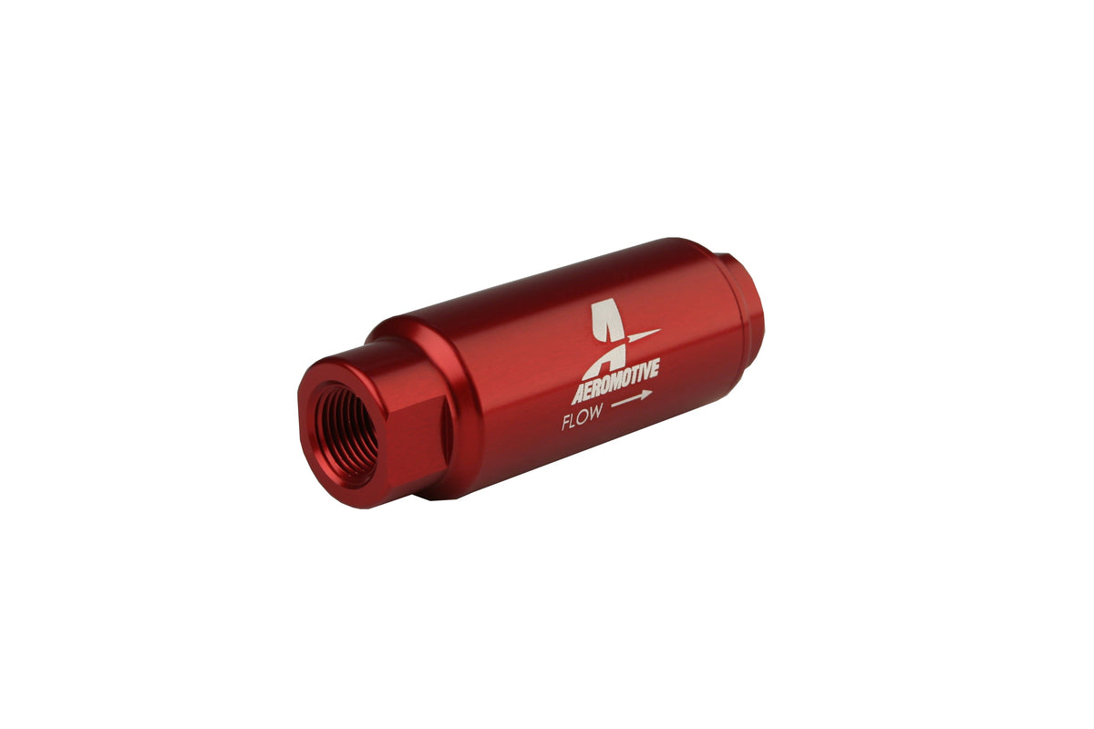 40 Micron Red Fuel Filter with 3/8 NPT Ports & Cellulose Element