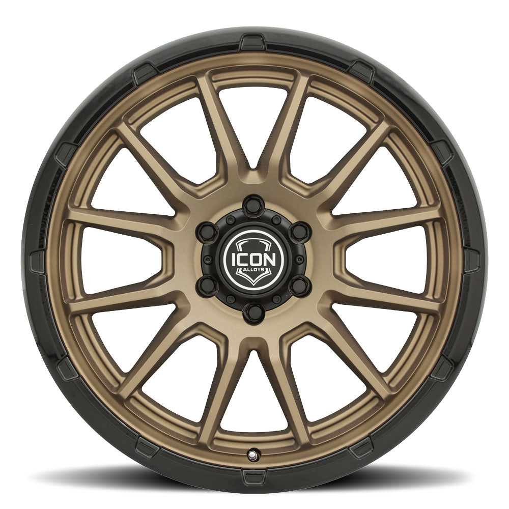 ICON Alloys Cajon, Satin Bronze w/ Gloss Black Lip, 20 x 9 / 6 x 5.5, 0mm Offset, 5" BS