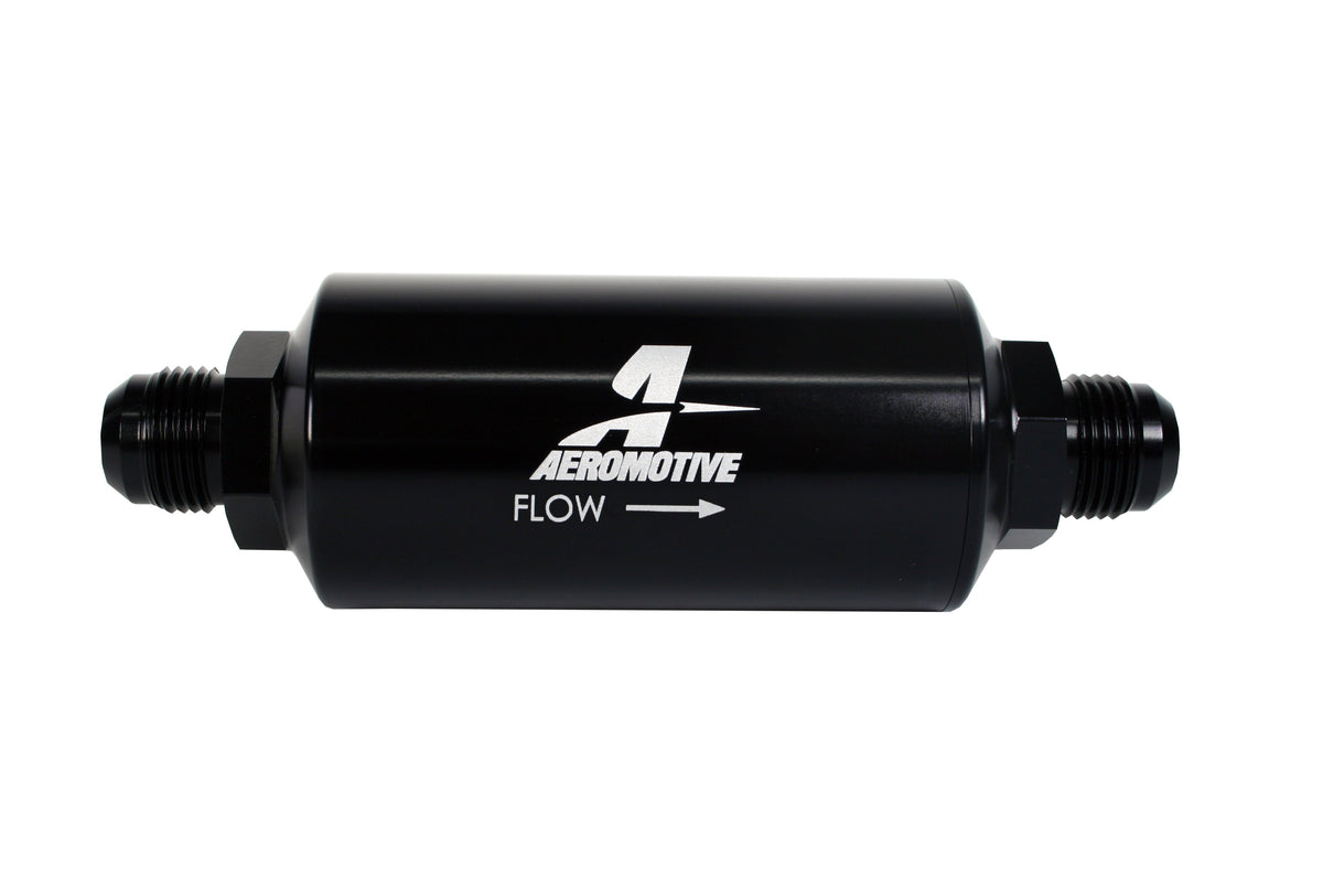 100 Micron Black Fuel Filter with Male AN-10 Ports & Stainless Mesh Element
