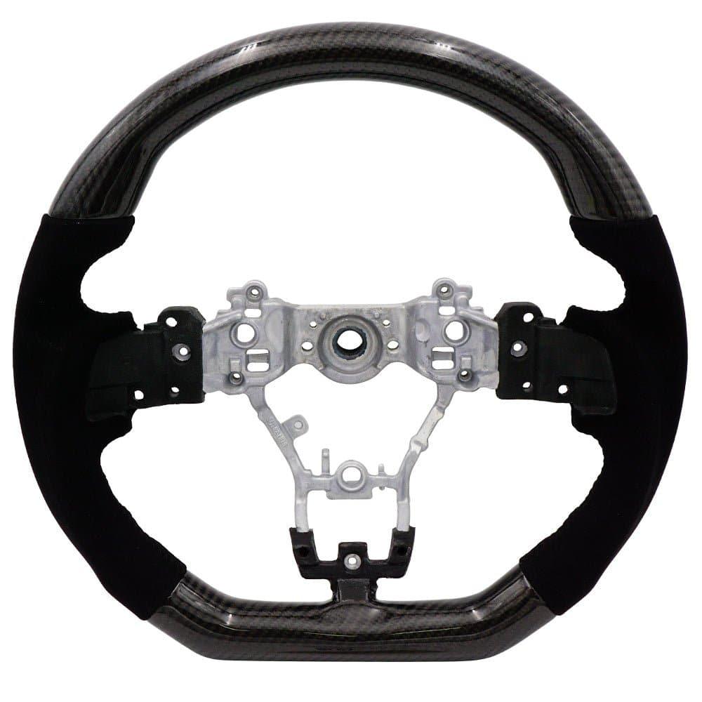 BLOX Racing Carbon/Alcantara Steering Wheel Black Stitching - 15-21 WRX/STi