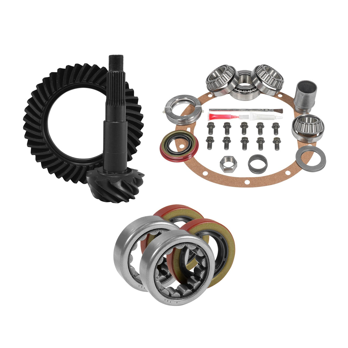 8.2" GM 3.08 Rear Ring & Pinion, Install Kit, 2.25" OD Axle Bearings & Seals