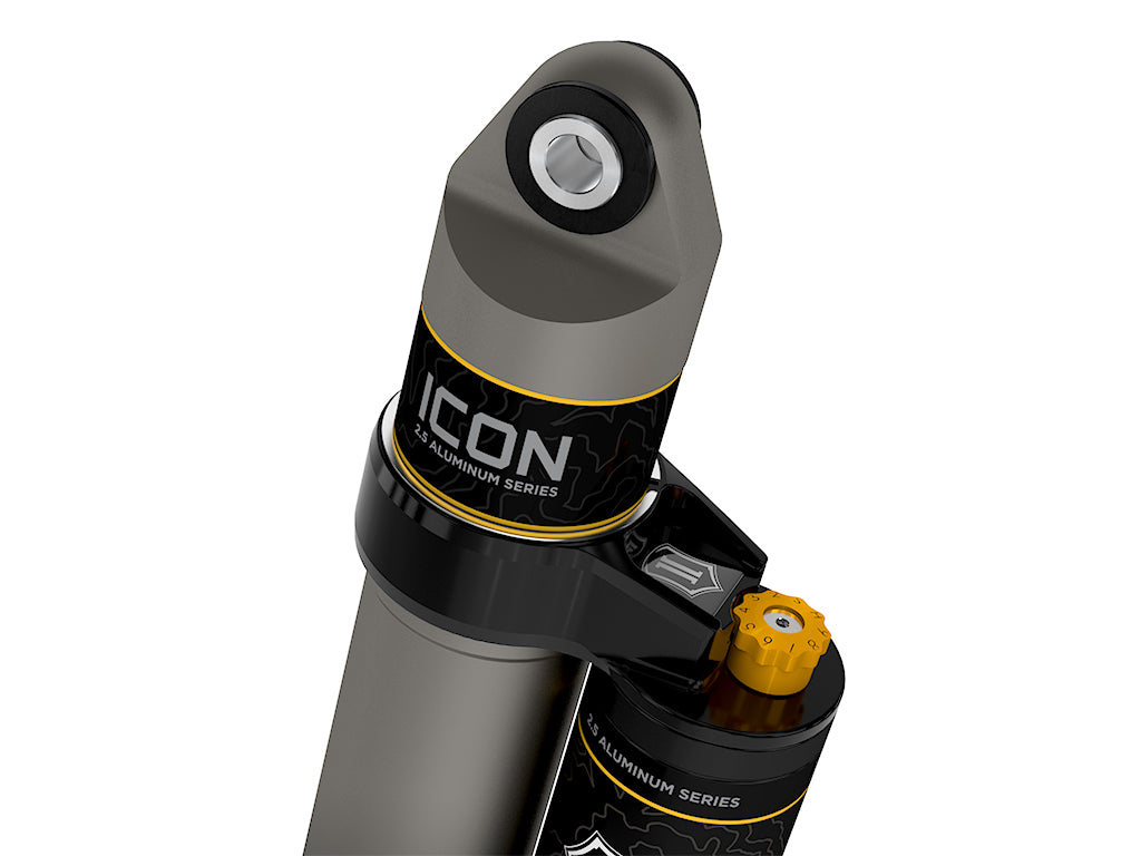 ICON 2001-2026 GM 2500/3500 HD, 0-1" Lift/2007-2018 GM 1500, 4" Lift, Rear, V.S. 2.5 Aluminum Series Shock Absorbers, Piggyback Reservoir w/ CDCV, Pair