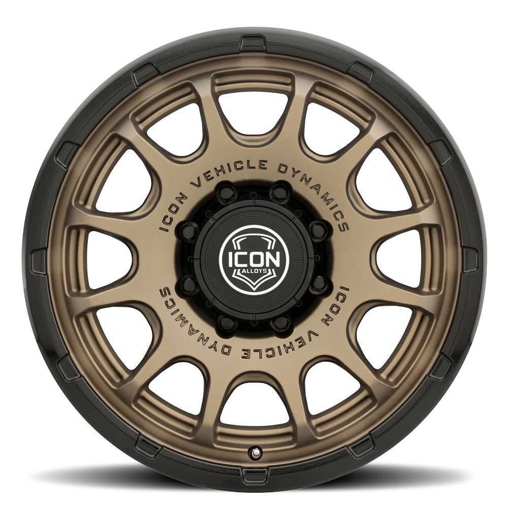 ICON Alloys Rancho, Satin Bronze w/ Gloss Black Lip, 20 x 9 / 8 x 180, 12mm Offset, 5.5" BS
