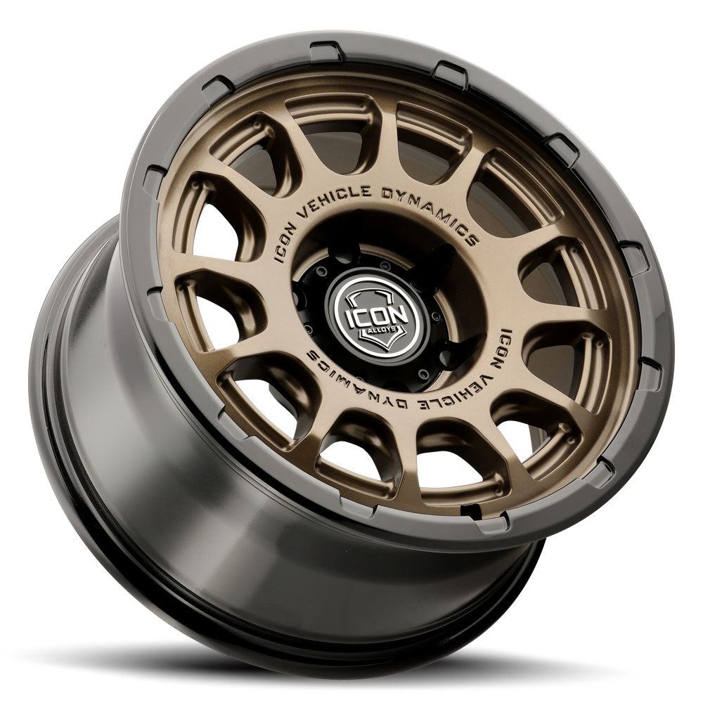 ICON Alloys Rancho, Satin Bronze w/ Gloss Black Lip, 17 x 8.5 / 6 x 135, 6mm Offset, 5" Backspace
