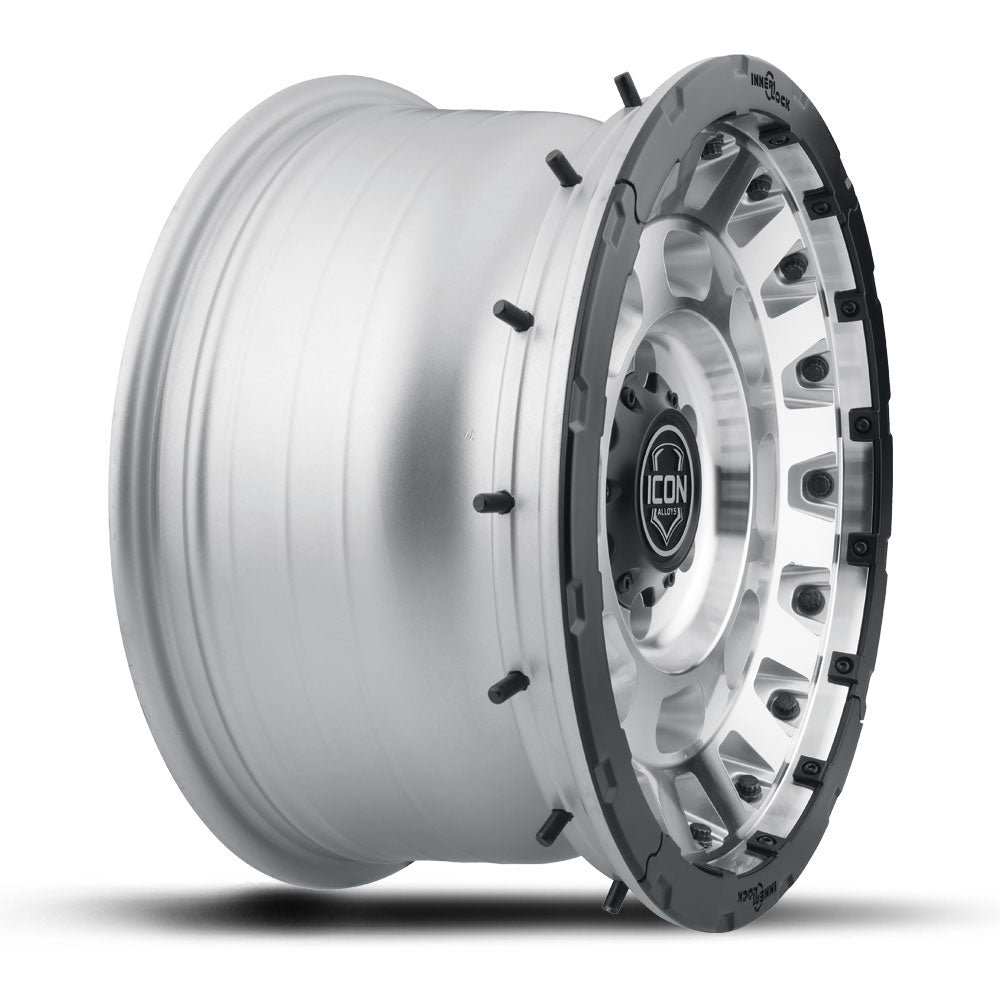 ICON Alloys Hammer Pro, Silver Machined, 17 x 8.5 / 6 x 5.5, 25mm Offset, 5.75" BS