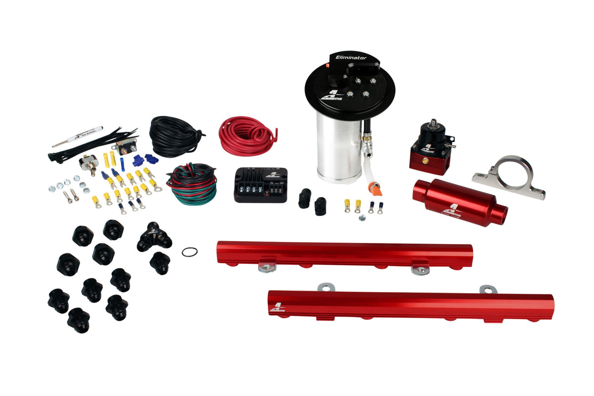 Eliminator In-Tank Pump Gas Fuel System with 5.0L 4-V Fuel Rails, 10-17 Mustang GT