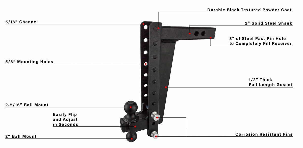 BulletProof 2.0" Heavy Duty 14" Drop/Rise Hitch