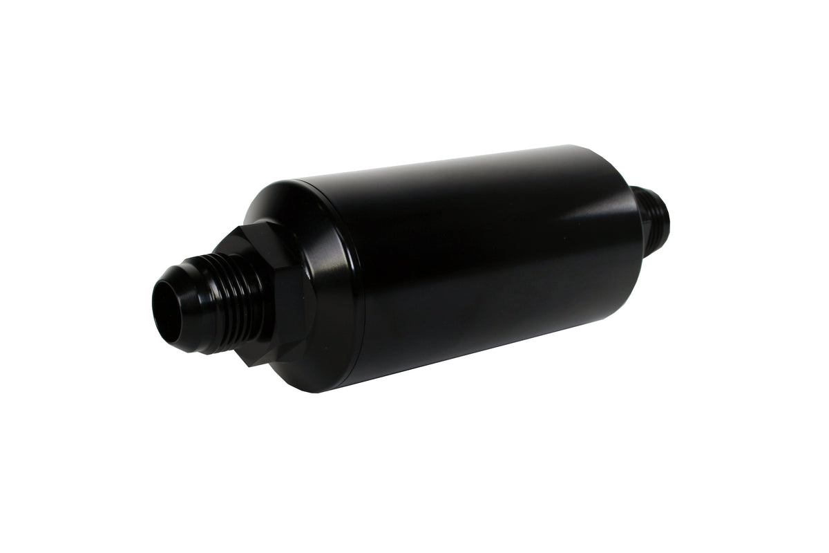 40 Micron Black Fuel Filter with Male AN-10 Ports & Stainless Mesh Element