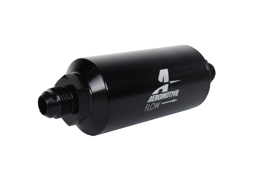10 Micron Black Fuel Filter with AN-08 Male Ports & Microglass Element