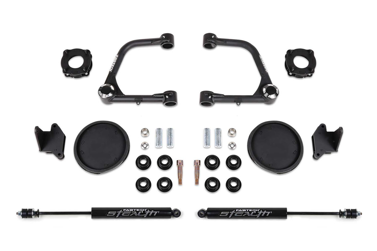 3″ Uniball UCA Lift Kit – Front Shock Spacers &amp; Rear Coil Spring Spacers w/ Rear Stealth Shocks – K7086M