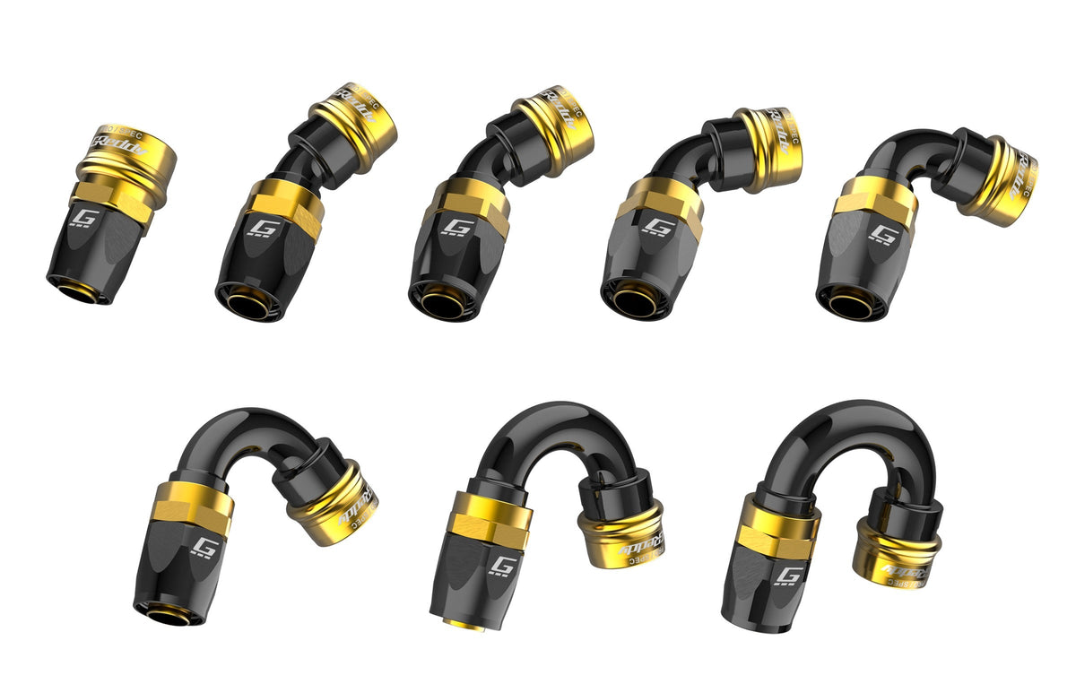 GReddy PRO/SPEC -08 Quick-Release Swivel Hose End - Black / Gold anodized