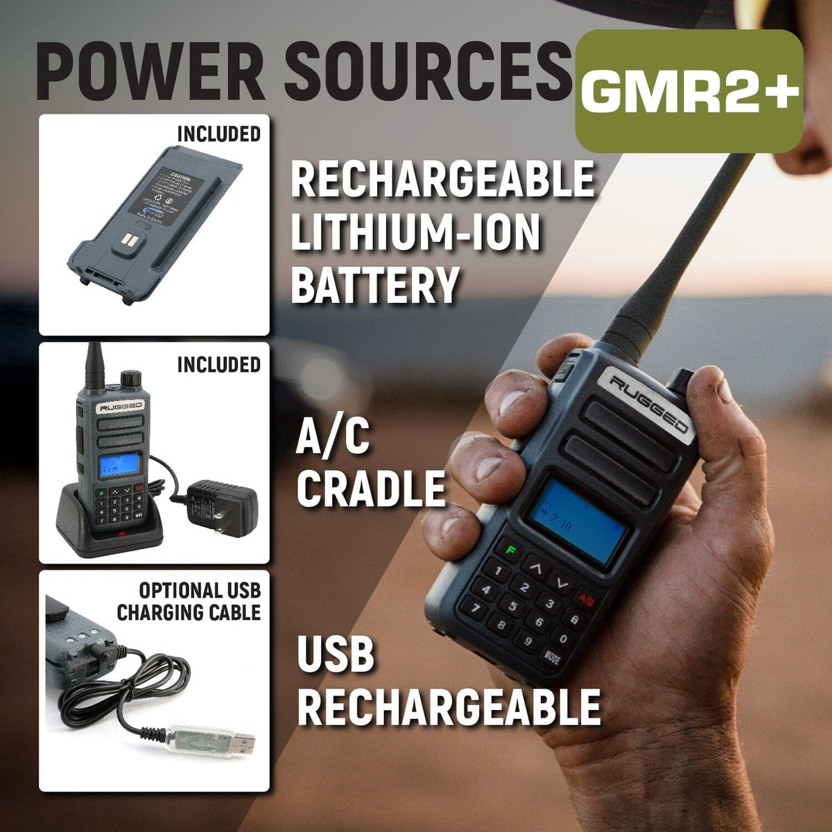 GMRS and FRS Handheld Radio - Model GMR2-PLUS - CLEARANCE
