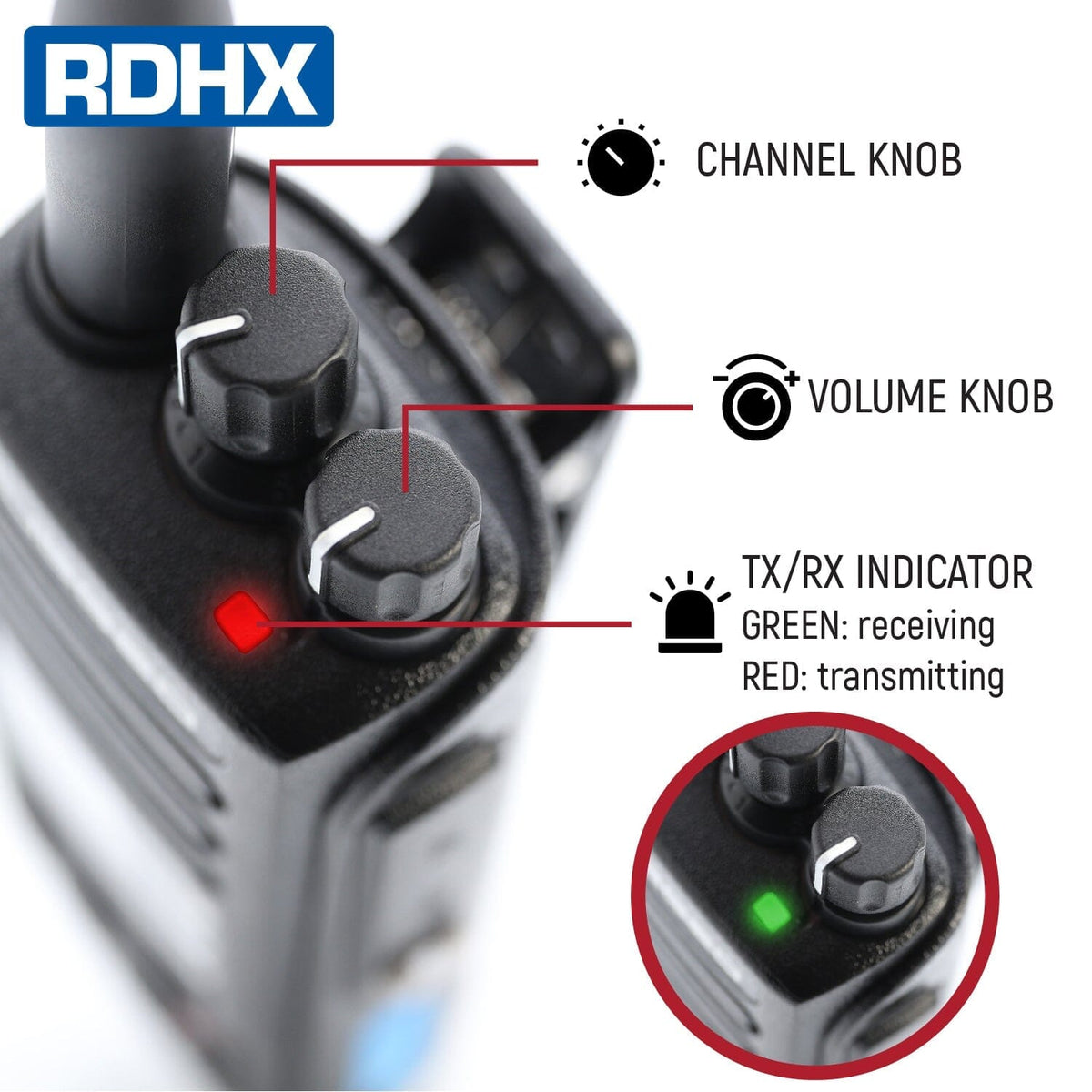 Dual Band Waterproof UHF/VHF Handheld Radio - Digital and Analog - Model RDH-X-HV - CLEARANCE