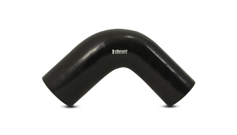 Vibrant 2.25in ID x 3in ID x 4in Long Gloss Black Silicone 90 Degree Transition Elbow