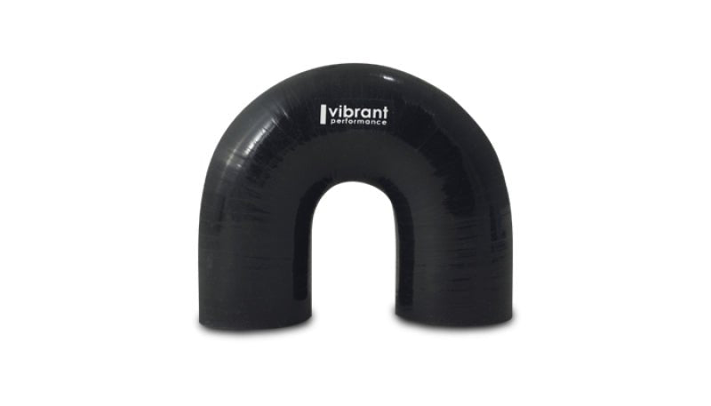 Vibrant 4 Ply Reinforced Silicone Elbow Connector - 3in ID x 4.25in Leg 180 Deg Elbow (BLACK)