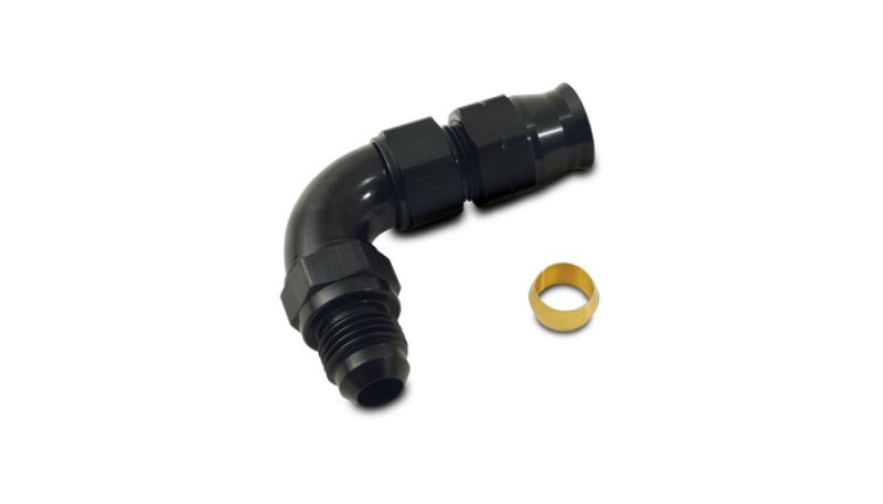 Vibrant 90 Degree 1/2in Tube to Male -8AN Flare Adapter w/ Olive Inserts